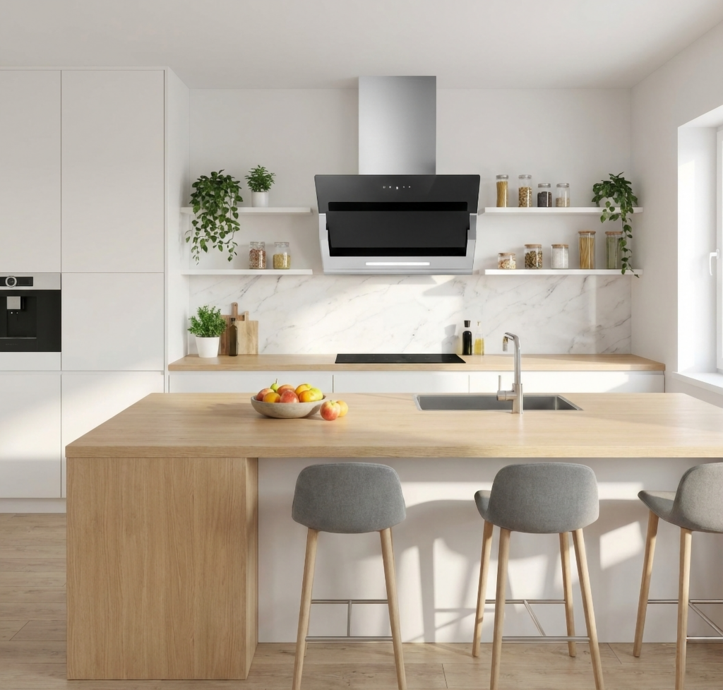 玻璃導流近吸式排油煙機實際安裝圖